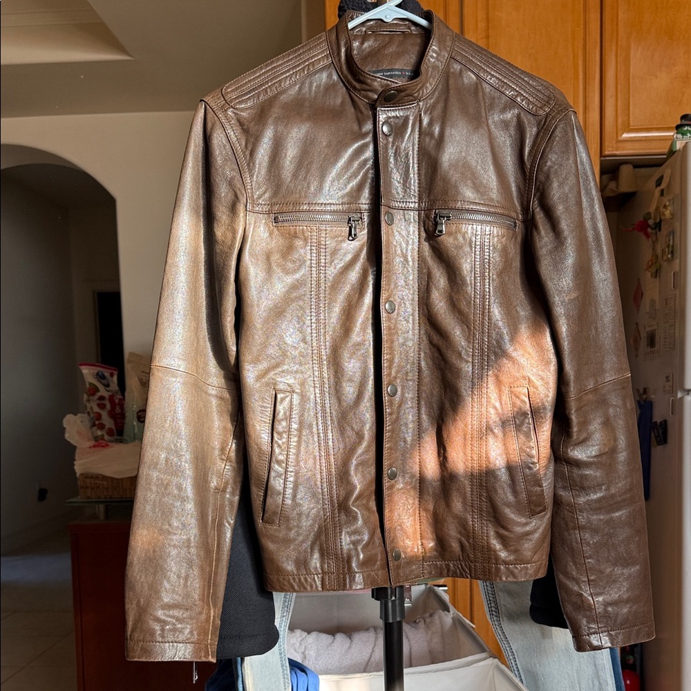 John Varvatos Tan Leather Jacket